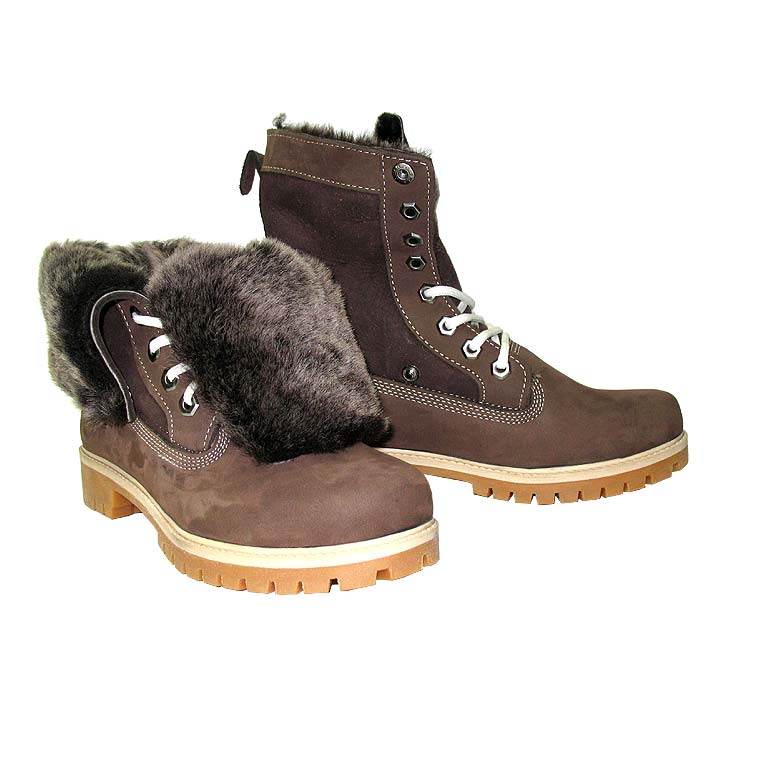 Зимние Тимберленды Shearling Fur Fold-Down, коричневого цвета - купить в интернет-магазине Odensya.ru