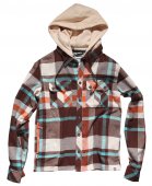 Рубашка швейная с наушниками мужская, коричневая DJ3095CLTB0964B, hoodiebuddie вид:4